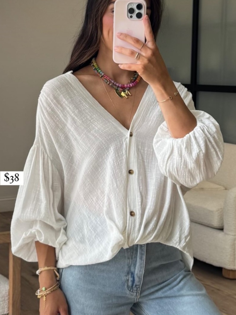 Shop Talulah Sunwashed Lightweight Button Down Top L